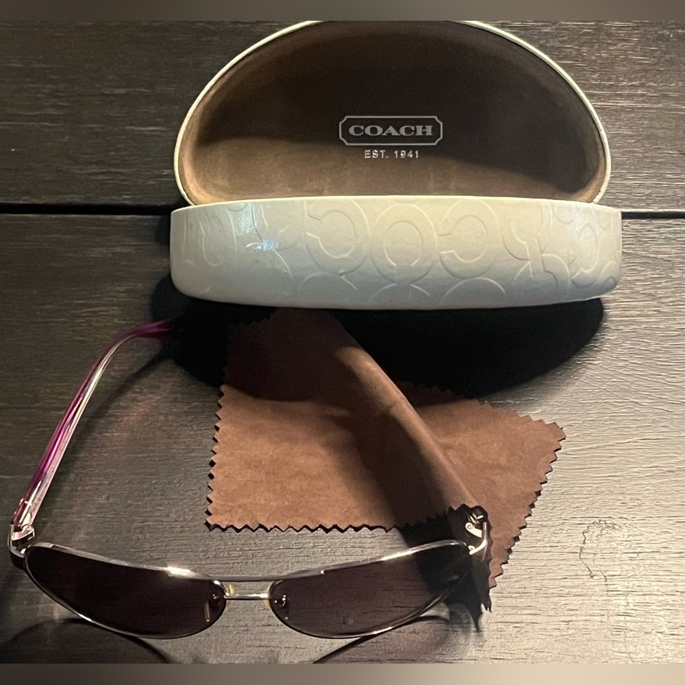 Coach purple rhinestone Butterfly aviator glasses w/ case and cloth